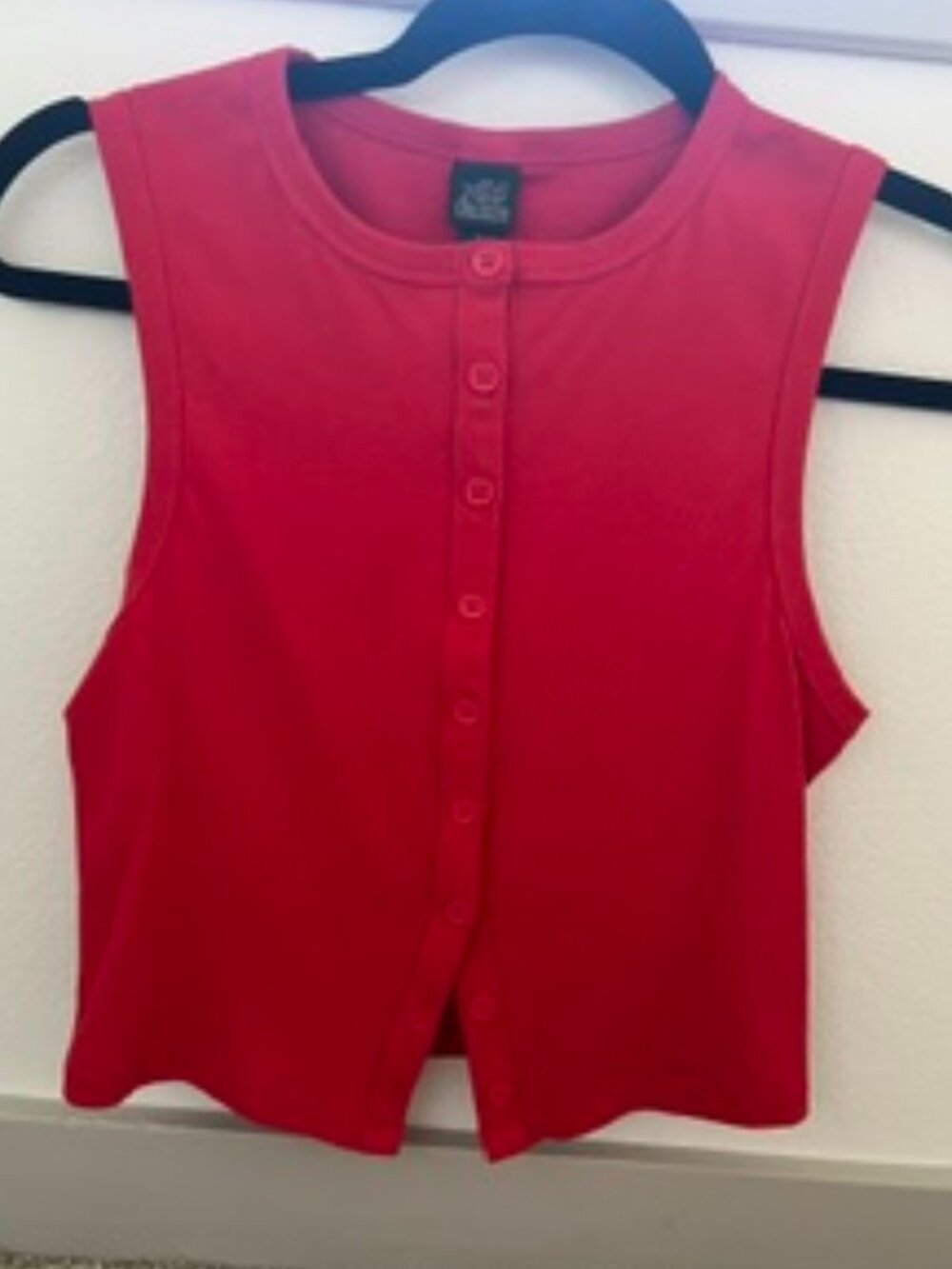 Women's Button-Front Tank Top - Wild Fable™ Cherry Red S: Highneck, Sleeveless